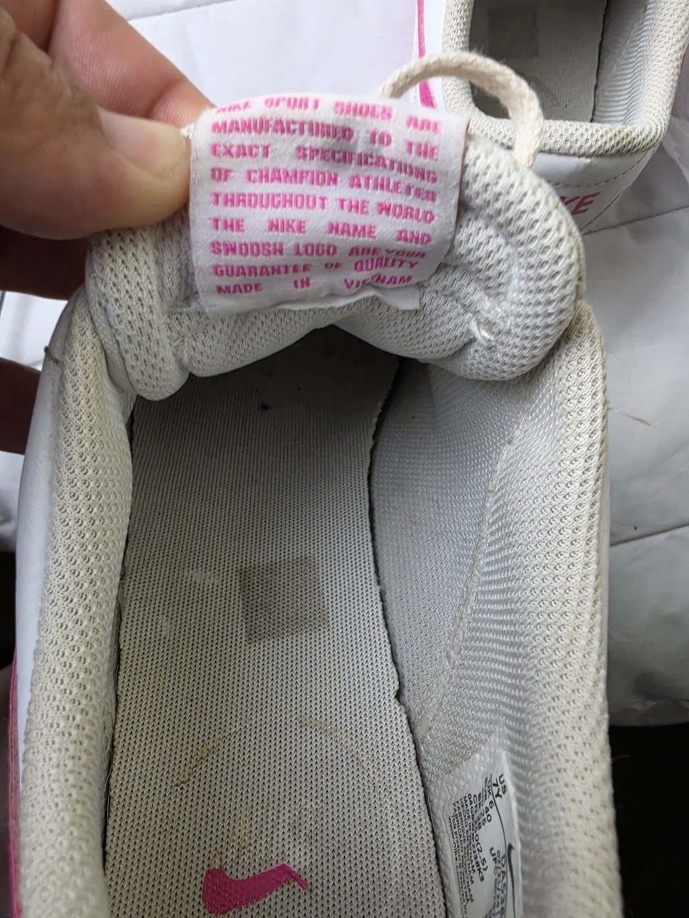 Nike Court Legacy Low Top Girls White/Pink Sneakers Size 7Y - Picture 8 of 9